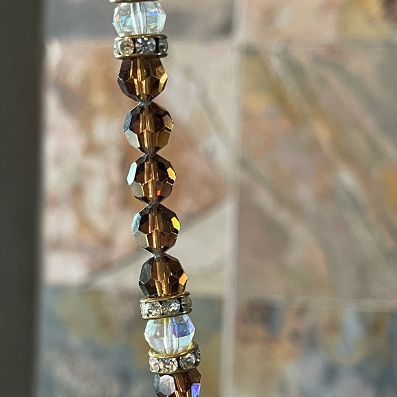 Cognac Swarovski Crystal Round Bead Necklace - Picture 10 of 12